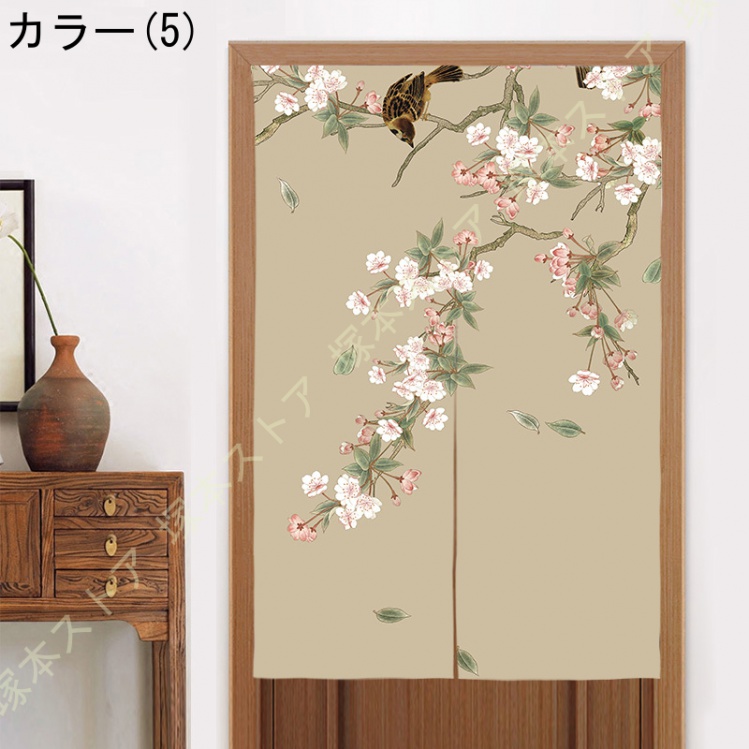 中華風 のれん 暖簾 花柄 鯉 蓮の葉 玉 柄 リビングルーム 台所用 トイレ 店舗用 目隠し 断熱 短い丈 厚手 ポリエステル 間仕切り 水墨画 間仕切りカーテン 花 |  | 05