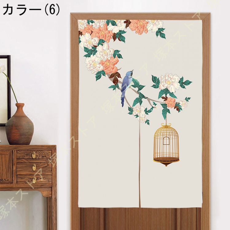 中華風 のれん 暖簾 花柄 鯉 蓮の葉 玉 柄 リビングルーム 台所用 トイレ 店舗用 目隠し 断熱 短い丈 厚手 ポリエステル 間仕切り 水墨画 間仕切りカーテン 花 |  | 06