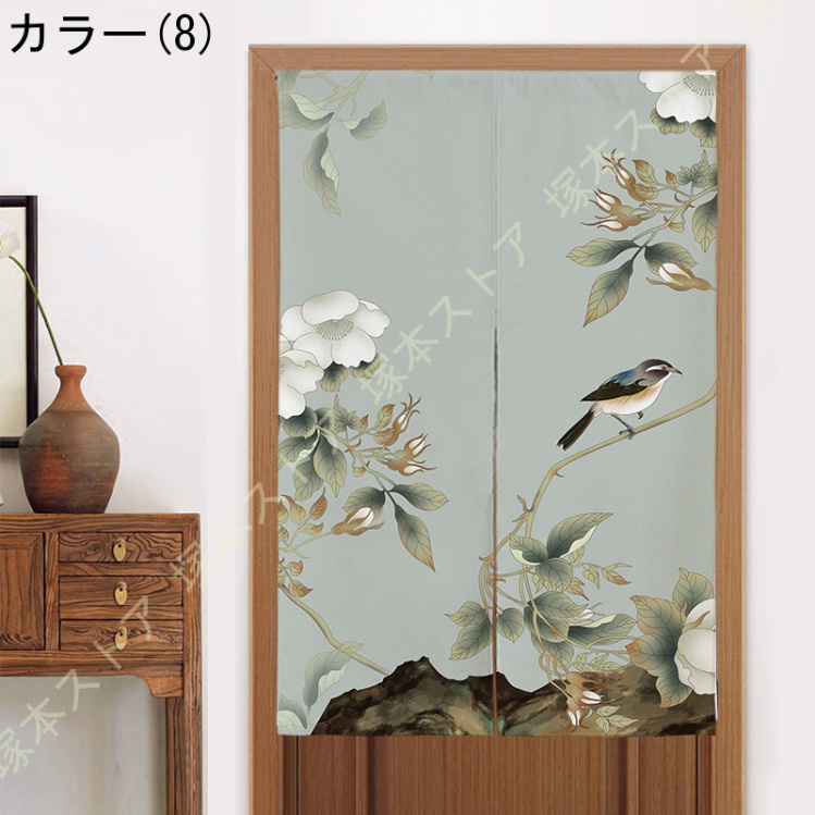 中華風 のれん 暖簾 花柄 鯉 蓮の葉 玉 柄 リビングルーム 台所用 トイレ 店舗用 目隠し 断熱 短い丈 厚手 ポリエステル 間仕切り 水墨画 間仕切りカーテン 花 |  | 08