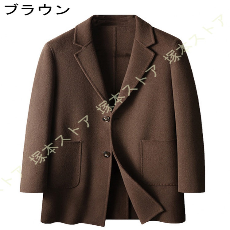 チェスターコート ステンカラーコート ロング丈 メンズ 秋冬 あったかい 紳士服 膝下 ポケット ゆったり 大きいサイズ ラシャ メルトンコート ジャケット 無地_3