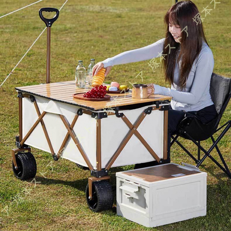 アウトドアワゴン 折りたたみ キャリーカート テーブルプレート付き