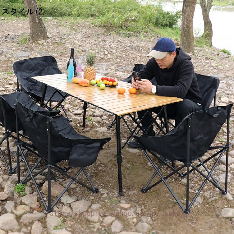 アウトドアテーブル キャンプテーブル ウッド 調 ロールテーブル 無