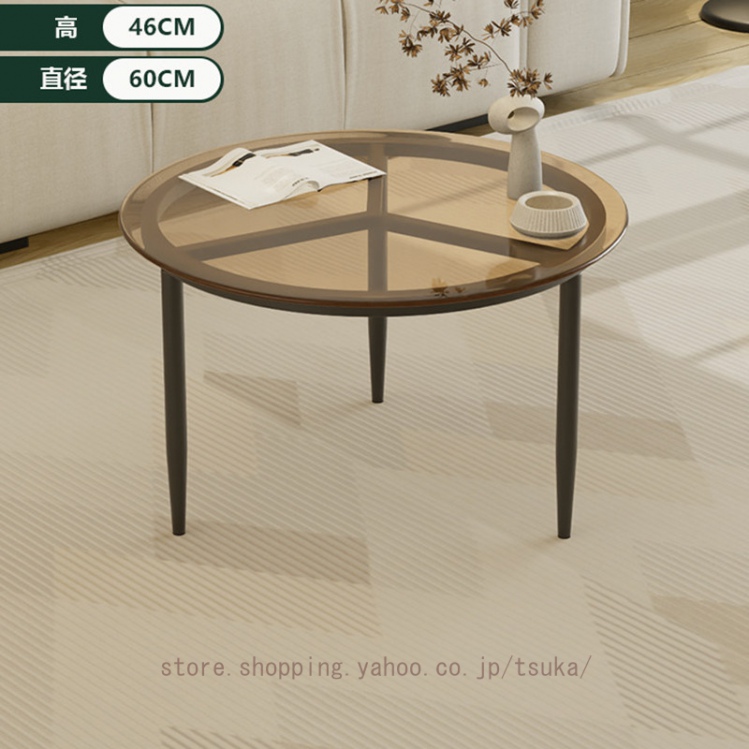 ローテーブル ガラス センターテーブル 丸 ガラステーブル リビング