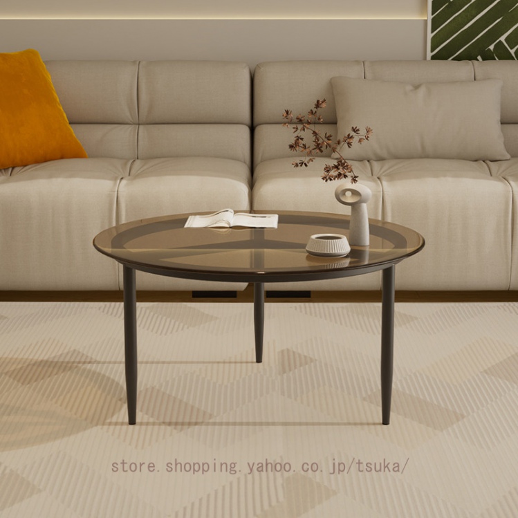 ローテーブル ガラス センターテーブル 丸 ガラステーブル リビング