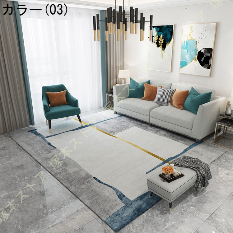 ラグ おしゃれ カーペット 大判 北欧 モダン インテリア 居間用 ラグマット 幾何学柄 室内マット 玄関マット 滑り止め付き センターマット リビング_3