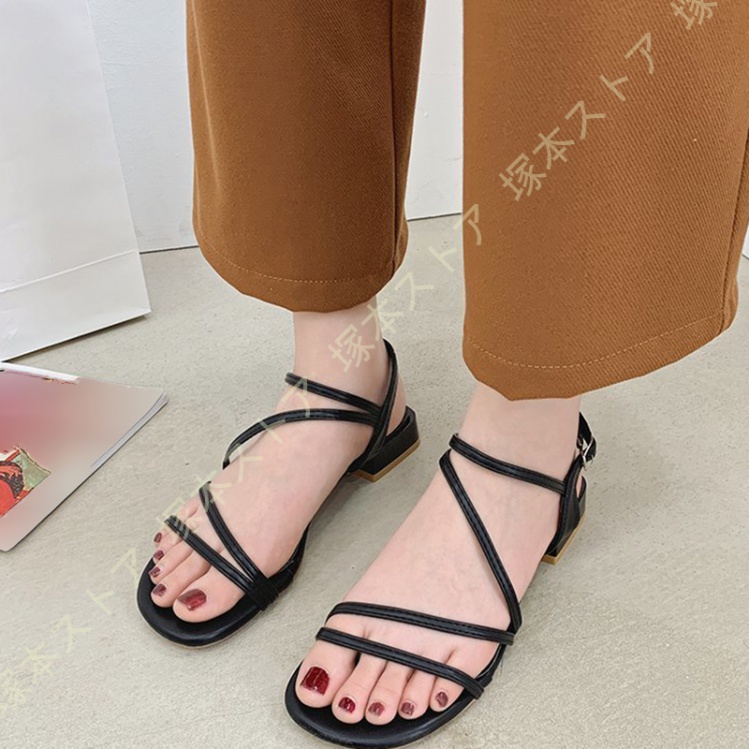 サンダル レディース 華奢見え アンクルストラップ 甲ベルト 3cm