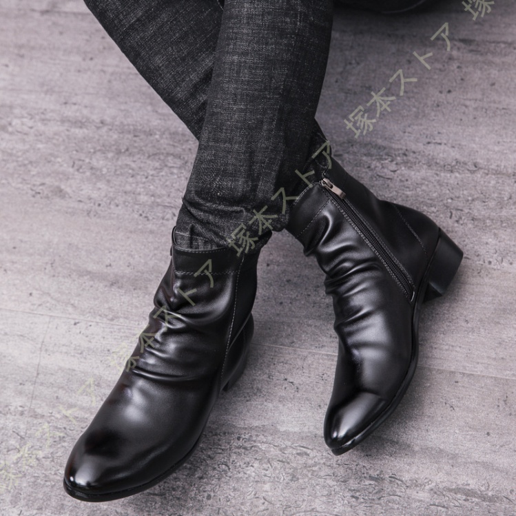 ブーツ ショートブーツ ビジネスシューズ チェルシー メンズ シューズ ブーツ チェルシーブーツ メンズ ロングノーズ 黒 高級紳士靴 ロングノーズ
