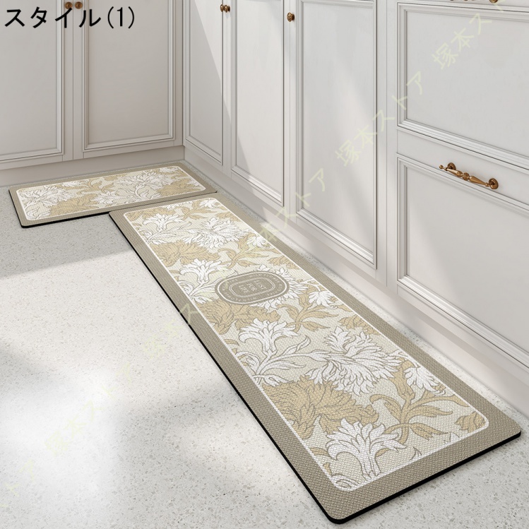 キッチンマット 拭ける 花柄 踏み心地いい 台所マット 低反発 厚手 はっ水 洗濯いらず ロング 床マット 滑らない ポリ塩化ビニル素材 掃除簡単 台所用品 |  | 01
