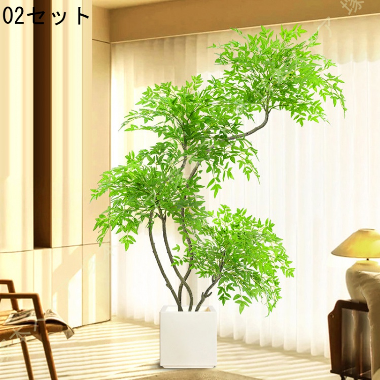 フェイク観葉植物　大型 フェイクグリーン 鉢植え 大型 ウッドボックス ライトトネリコ