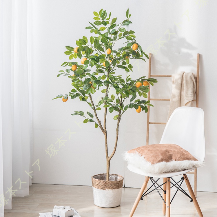 レモン 人工観葉植物 大型 かわいい 盆栽植物 インテリア 室内 屋外 オフィス 在宅 フェイク植物 フェイクグリーン 人工観葉植物 水やり不要 枯れない_1