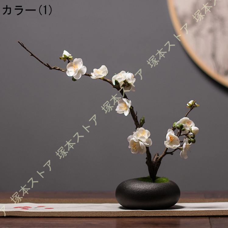 フェイク梅盆栽　工芸盆栽　人工盆栽　梅の花造花　ハンドメイド　造花　盆栽置物 梅の花 盆栽 BONSAI 置物 日本 ディップアート 飾り Japanese apricot