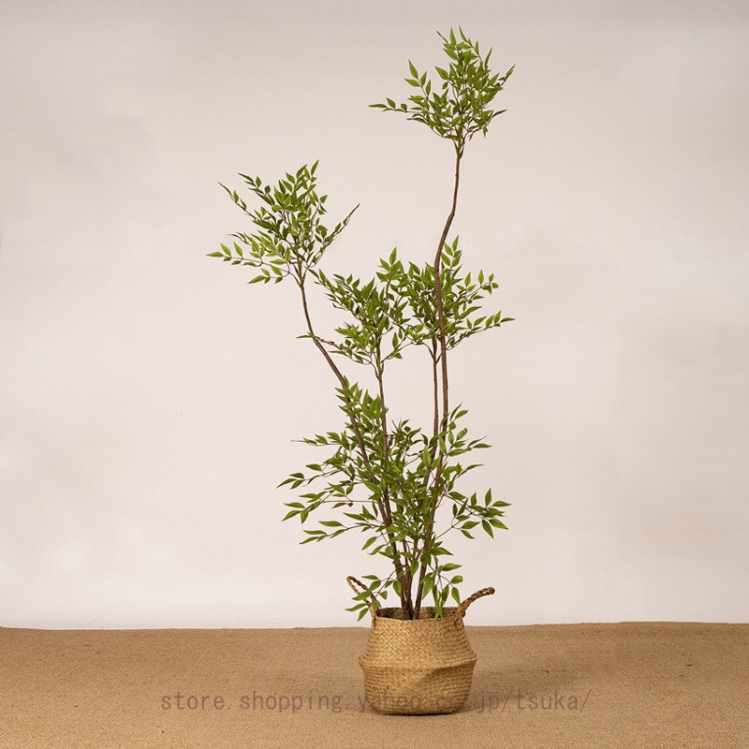 フェイクグリーン 南天竹 観葉樹 鉢植え 緑 可愛い インテリアグリーン リアル 本物そっくり 大型 観葉植物 人工竹 人工植物装飾 害虫駆除不要 北欧風 insの画像