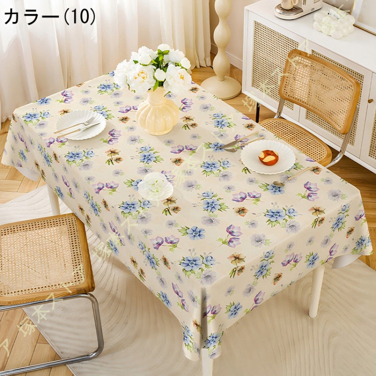  水色 花柄 テーブルクロス 140×230cm　日本製 テーブルクロス 花柄 おしゃれ 防水テーブルクロス 北欧 長方形 正方形