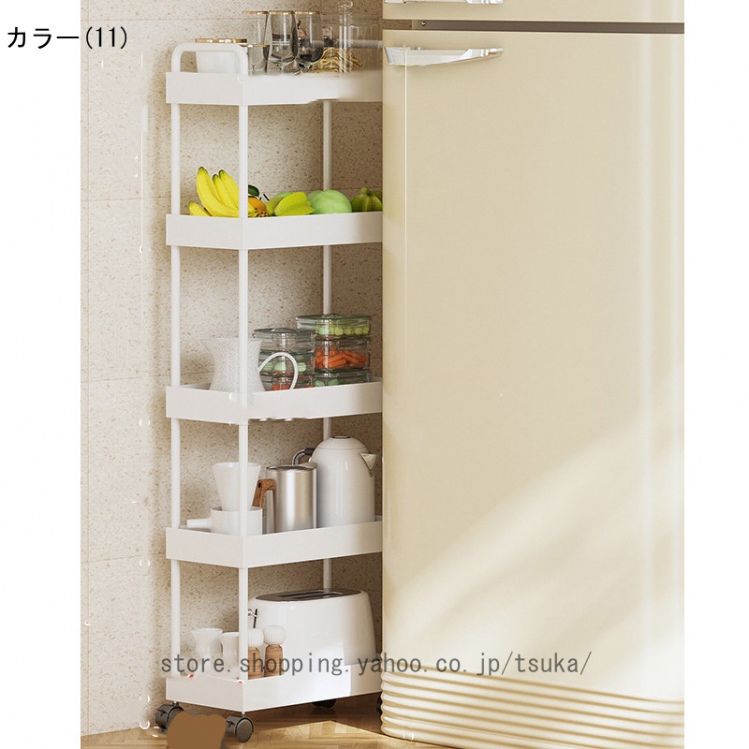キッチンワゴン 隙間収納 スリム 多機能 小物 食品 調味料 キャスター付き 組立簡単 浴室 台所 冷蔵庫横 ブラック 移動式 ホワイト収納ラック_11