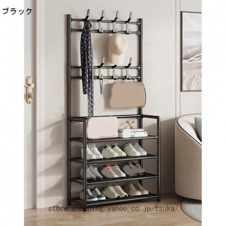 シューズラック 靴棚 フック付き 安定して耐久性があります，スタッキング 廊下ベッドルーム リビングルーム 入り口に適しています シューズラック 靴棚_1