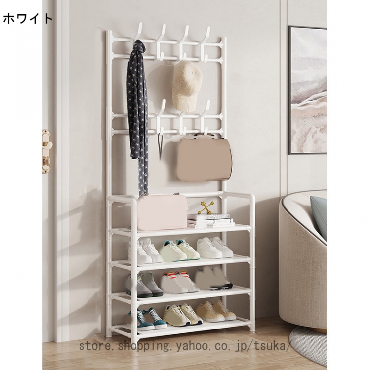 シューズラック 靴棚 フック付き 安定して耐久性があります，スタッキング 廊下ベッドルーム リビングルーム 入り口に適しています シューズラック 靴棚_2