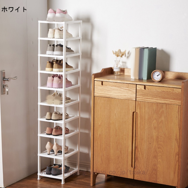 靴収納 シューズラック スリム 10段 約幅33x奥24x高140cm ショートブーツ収納 省スペース ブーツ収納ラック 組み立て簡単 玄関収納 シューズラック スリムの画像