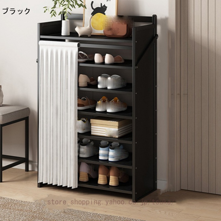 シューズラック 玄関 スリム 靴棚 折りたたみ可能 竹製 木目調 シューズ ラック スリッパ 収納棚 省スペース コンパクト おしゃれ すき間 奥行23cmの画像