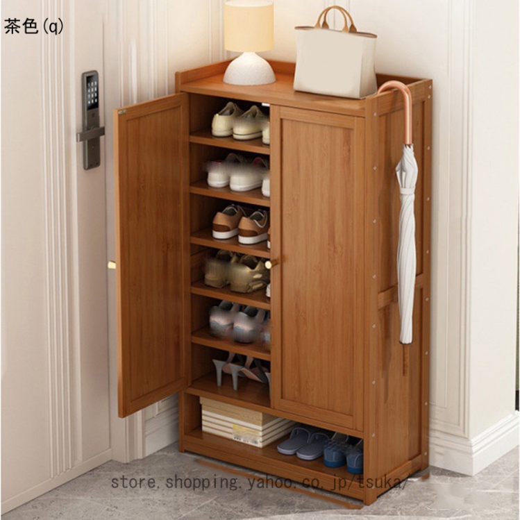 木製シューズラック 玄関 靴棚 エントランス 玄関 靴収納 椅子 高さ107cm 大容量 ナチュラル 靴箱 棚 省スペース 収納棚 玄関収納 靴棚 靴置き コンパクト_2