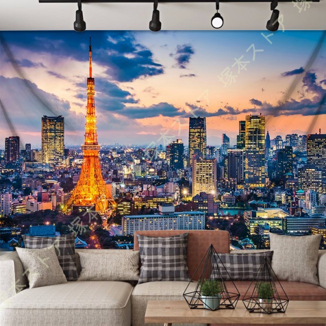 タペストリー 都市風景 夜景 町風景 モダン シンプル 北欧風
