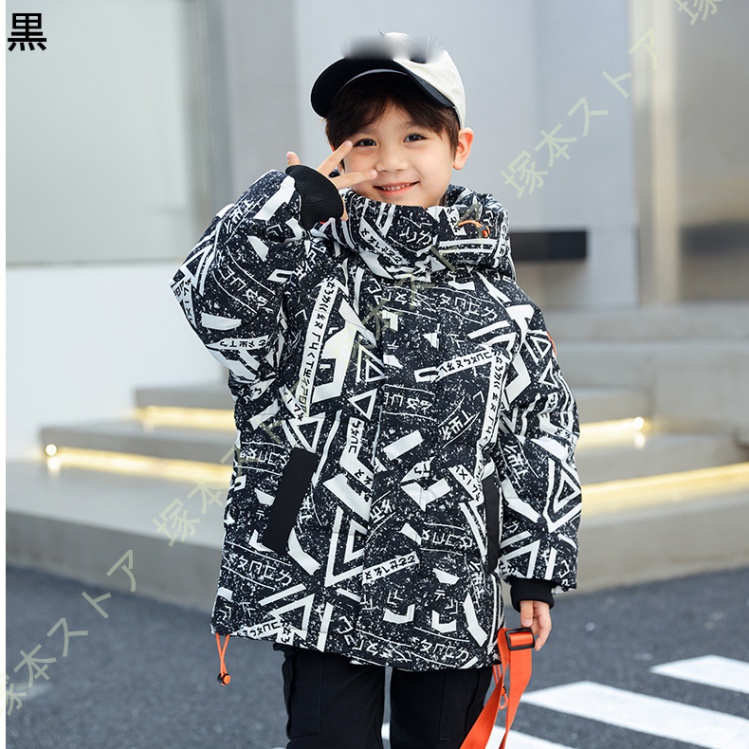 キッズ ダウンコート ジッパー ダウンジャケット 子供 柔らかい 暖かい ゆったり 防寒 軽量 防風 保温 フード付き ロング丈 女の子 中綿ジャケット かわいいの画像