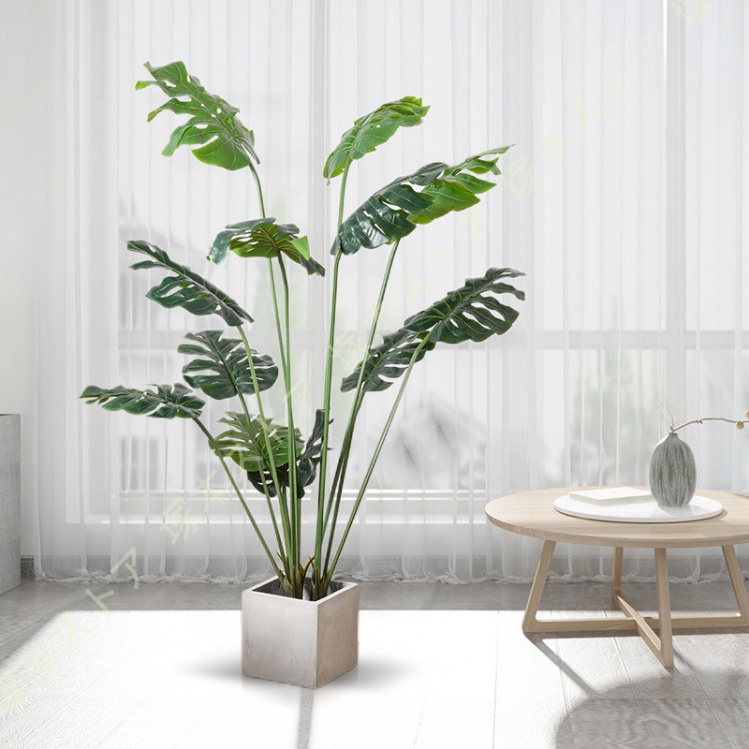 人工観葉植物 常緑樹 大型 モンステラ 多幸の木 リアルな葉っぱ 風水 開運 インテリア 幸福の木 フェイクグリーン 観葉樹 インテリアグリーン フェイク植物_1
