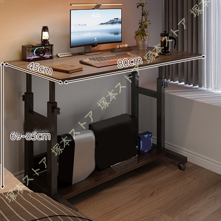 サイドテーブル 昇降式 デスク 簡易デスク コンパクト キャスター付