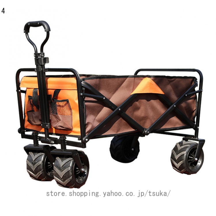 アウトドアワゴン キャンプ用品 大容量 100L 耐荷重100kg キャリーカート 折りたたみ 4輪 頑丈 軽量 キャンプ BBQ バーベキュー レジャー 買い物 ガーデニングの画像