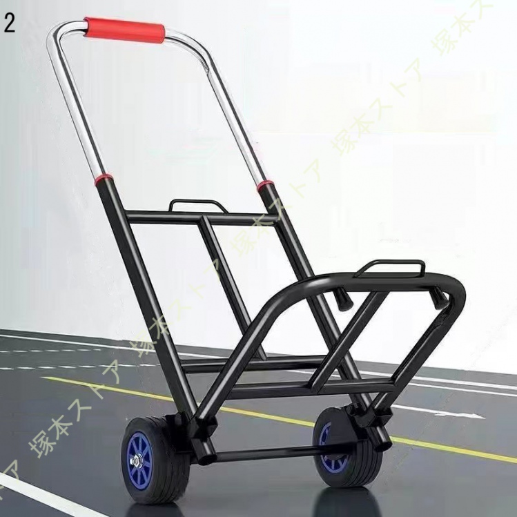 キャリーカート 折りたたみ式 耐荷重65kg 軽量アルミフレーム 静音ホイール コンパクト収納 荷物固定ロープ付き ショッピング アウトドア キャンプ 釣りの画像