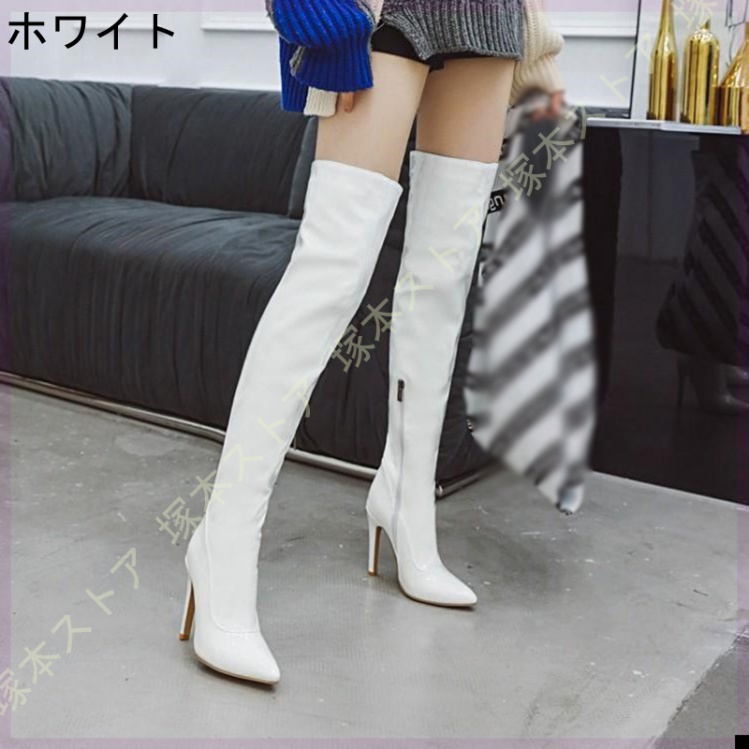 キャバ セクシー ストレッチ ニーハイブーツ ピンヒール 12cm