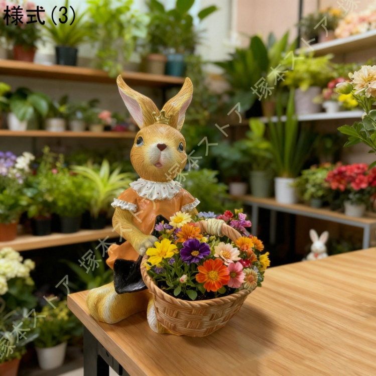 ガーデンオーナメント うさぎ 植木鉢 ガーデニング用品 樹脂材質 大型