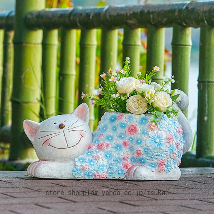猫オブジェ置物 】猫雑貨インテリア ガーデン置き物ガーデニングねこグッズかわいい 猫の置物 動物 オーナメント ガーデン オブジェ ガーデニング