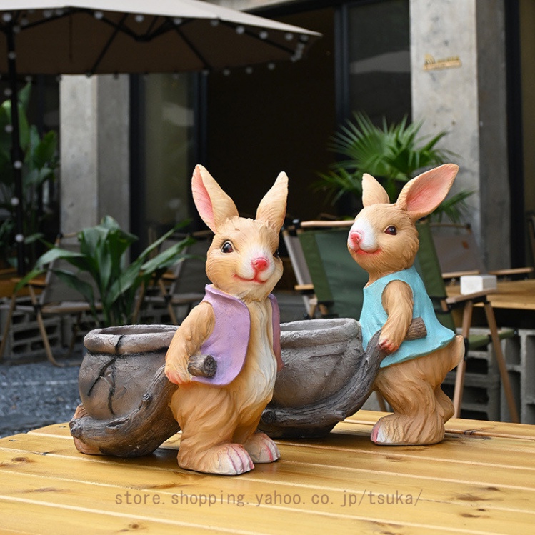 ガーデニング雑貨 置物 うさぎのオブジェ 庭 動物 アニマル ガーデン 雑貨 オブジェ おしゃれ かわいい 飾り カントリー雑貨 インテリア 部屋装飾品_1