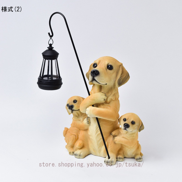 置物ライト 動物 置物 ソーラーライト ガーデンオーナメント 犬