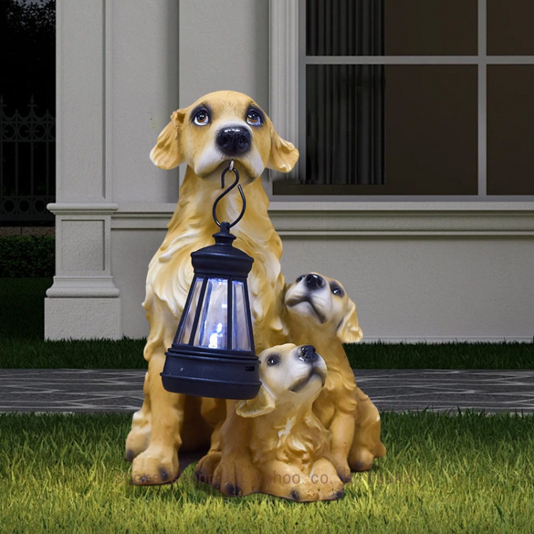 置物ライト 動物 置物 ソーラーライト ガーデンオーナメント 犬