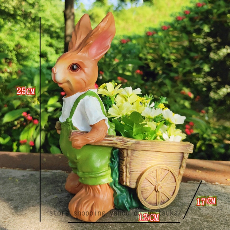 植木鉢 かわいい 動物 うさぎのガーデンオーナメント ガーデニング