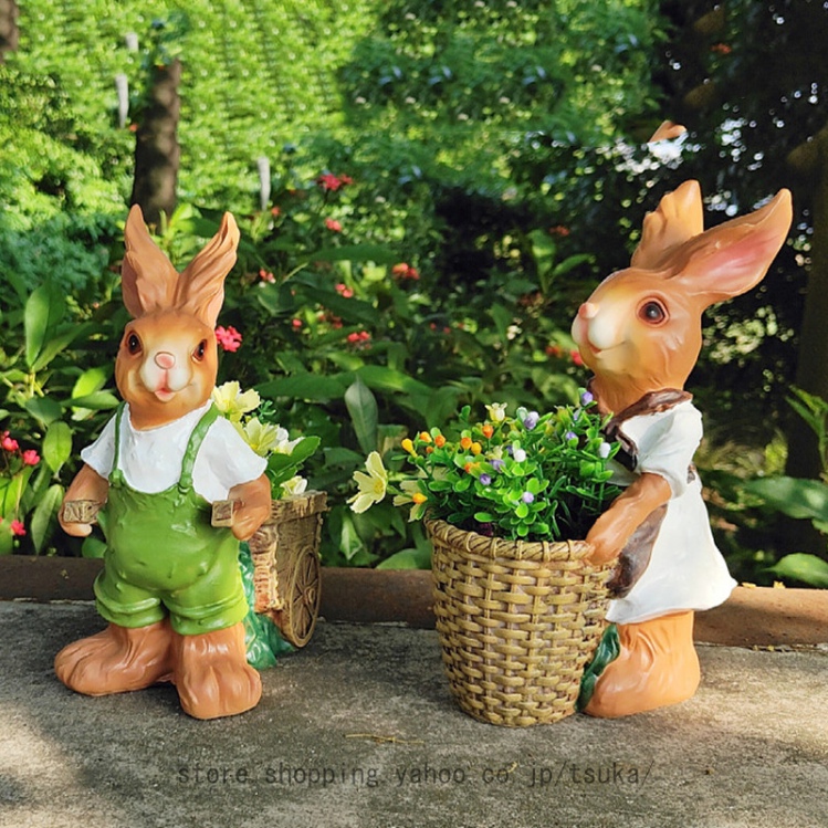 植木鉢 かわいい 動物 うさぎのガーデンオーナメント ガーデニング
