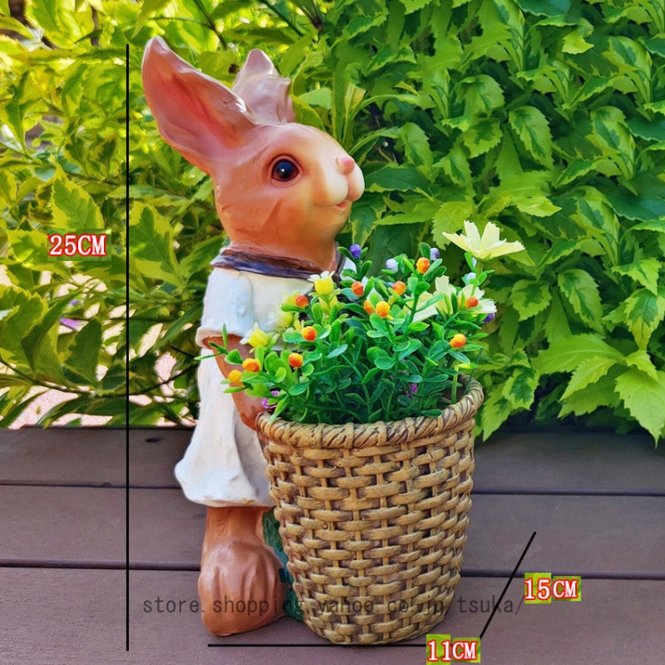 植木鉢 かわいい 動物 うさぎのガーデンオーナメント ガーデニング