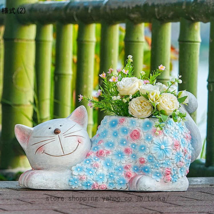 ガーデニング雑貨 ねこの植木鉢 多肉植物鉢 置物 オブジェ プランター