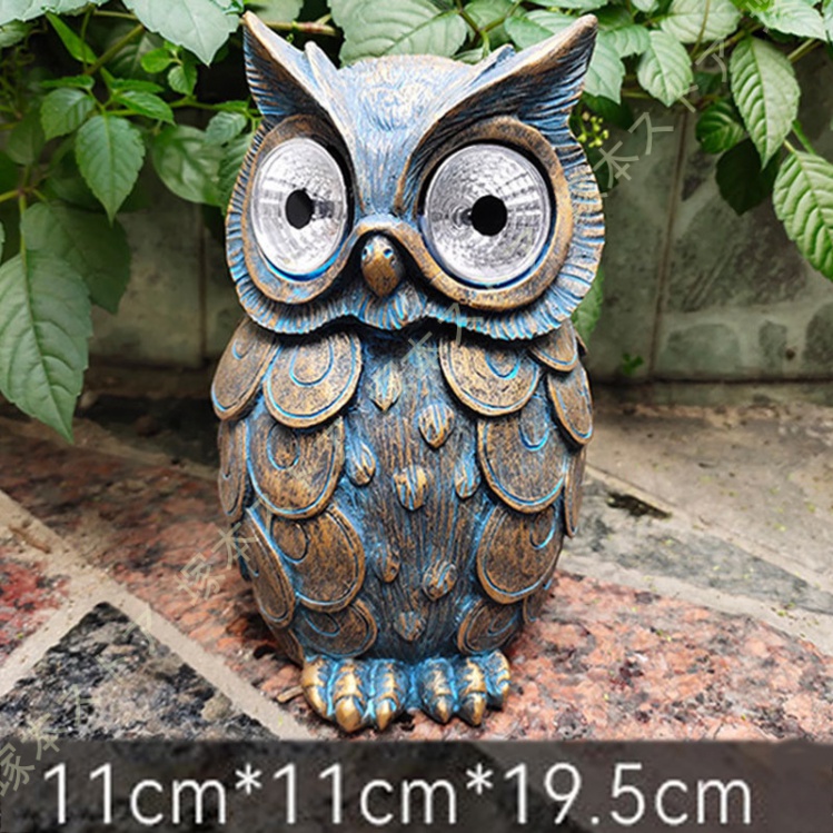 置物 動物 屋外 ソーラー置物 ライト かわいい フクロウ ソーラー