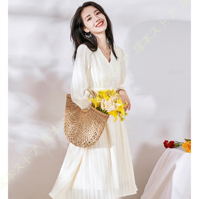 レディース ワンピース ロング丈 シフォン vネック プリーツ 長袖 春夏 マキシ丈 大人 マキシワンピース ロングワンピース リゾートワンピ きれいめ かわいい |  | 01