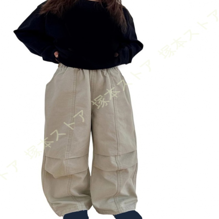 女の子 ワイドパンツ ゆったり 子供服 キッズ 柔らか コットン 長ズボン ストレートパンツ ウエストゴム 普段着 通学 ダンスウエア カジュアル_1
