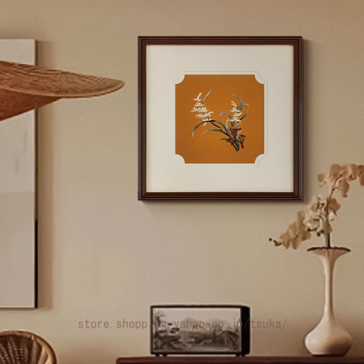 アートパネル 花 植物 ナチュラル 刺繍 中華風 アートフレーム 絵画