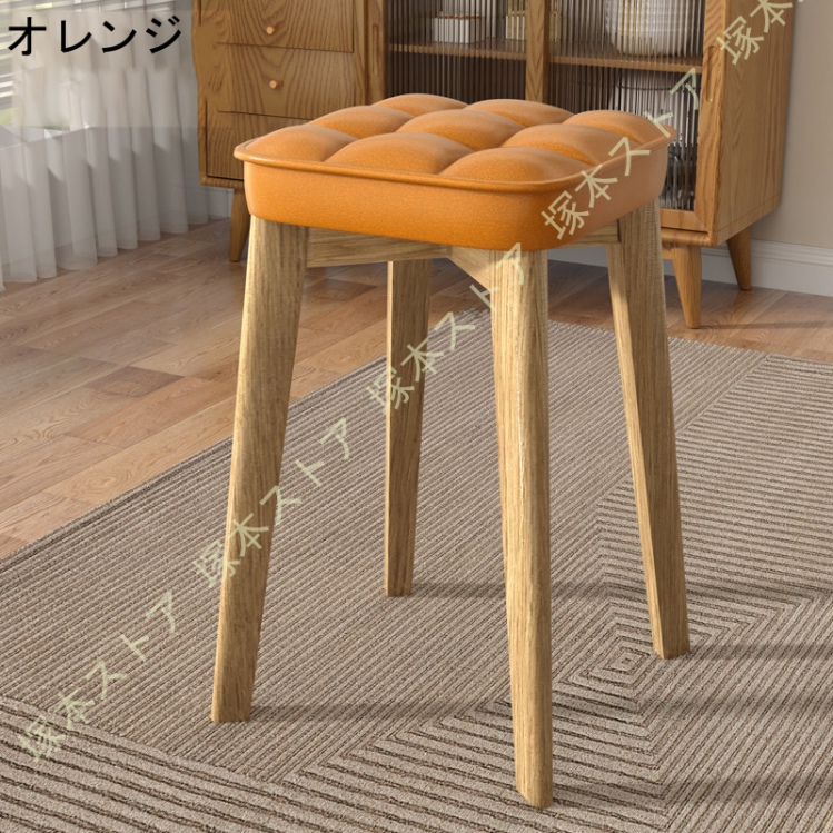 スタッキングスツール 四角 おしゃれ ダイニングチェア PUレザー 方形