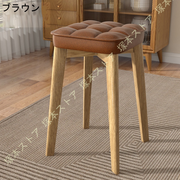 スタッキングスツール 四角 おしゃれ ダイニングチェア PUレザー 方形