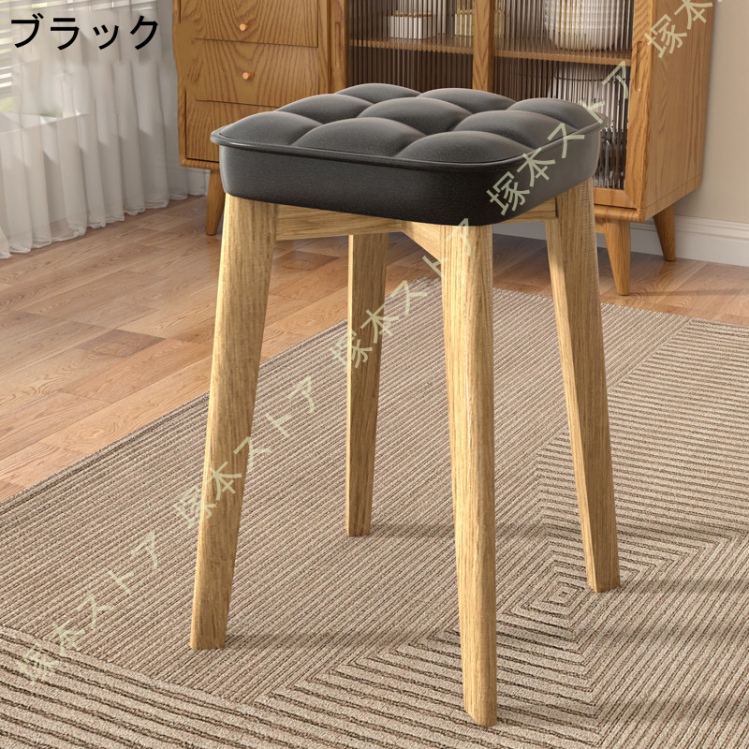 ブラウンレザー スクエアスツール ダイヤモンドパターン2個セット※バラ売りも対応 スタッキングスツール 四角 おしゃれ ダイニングチェア PUレザー 方形