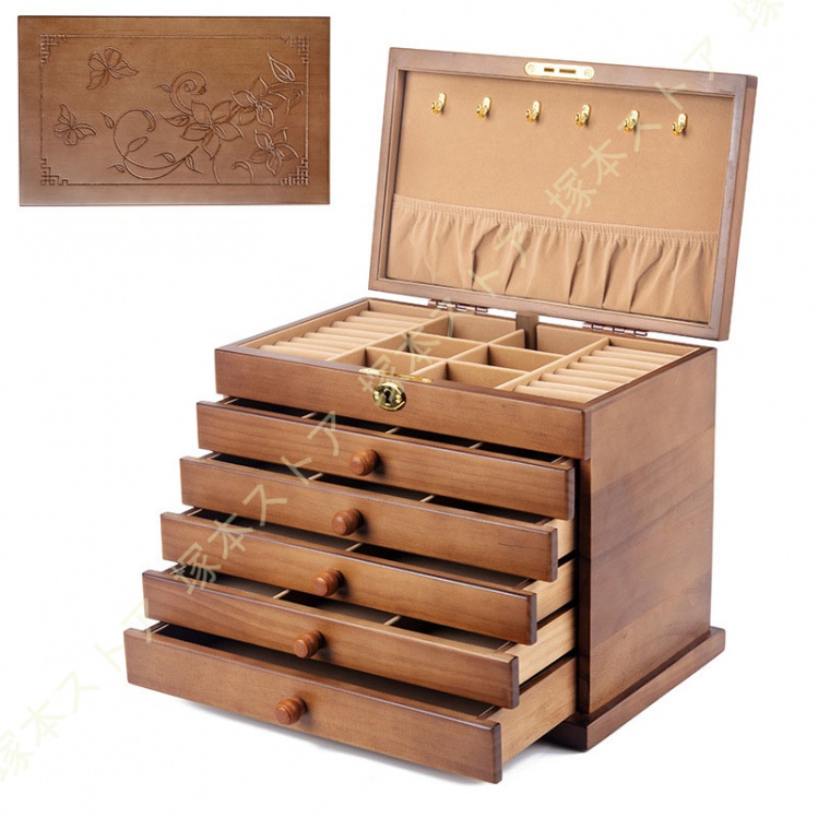 【新品・定価2万8千円】木製アクセサリーケース ブラウン 4段 新品・定価2万8千円】木製アクセサリーケース ブラウン 4段