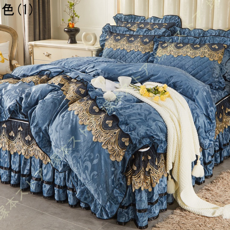 掛け布団カバー 4点セット 寝具カバーセット フランネル フリル レース 姫系 布団カバー ベッドカバー 枕カバー シングル 3点セット ダブル おしゃれ 可愛い_1
