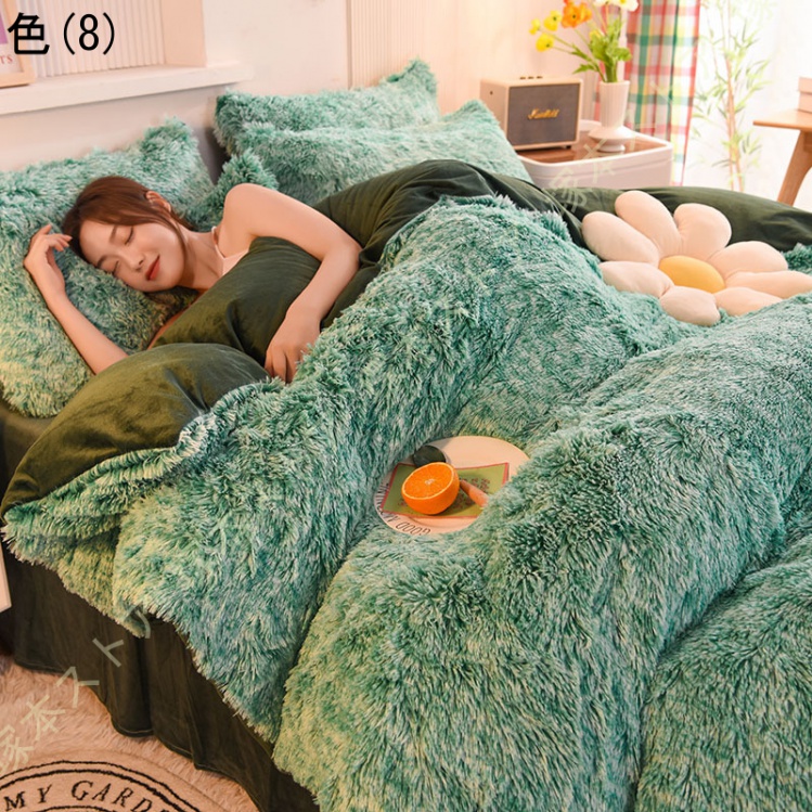 ふわふわ 布団カバーセット ダブル シングル シャギー 毛布カバー フランネル 寝具カバーセット 4点 3点 心地良い 静電気防止 防寒 フラットシーツ 枕カバー_8