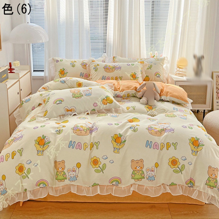 掛け布団カバー 4点セット 3点セット 掛け布団カバー 布団カバーセット 姫系風 花柄 敷き布団カバー クイーン 寝具カバーセット フラットシーツ_6